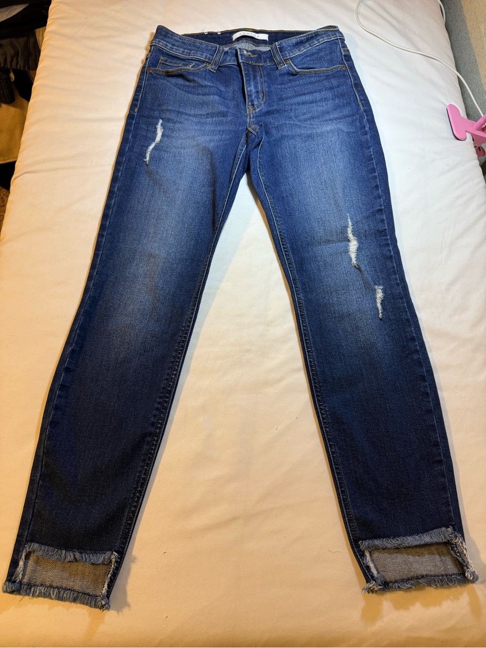 eunina Dark Blue Distressed Skinny Jeans